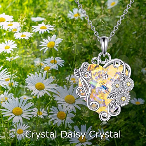 Axeluna April Birth Flower Necklaces 925 Sterling Silver Daisy Flower Necklaces Dainty Floral Pendant April Birth Month Flower Jewelry Girls #TOP5