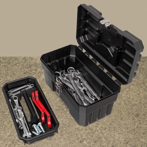 Akro-Mils 09514 ProBox 14-Inch Plastic Toolbox for Tools, Hobby or Craft Storage Toolbox with Removable Tray, 14-Inch x 8-Inch x 8-Inch, Black - Thumbnail 2