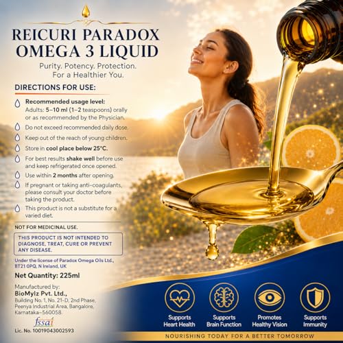 Image of Omega Liquid | Pure Icelandic Salmon Fish Oil | 1195mg Omega-3 EPA 678mg DHA 430mg + Vitamin D3 | Patented High-Absorption Triglyceride Form | No Fishy Burp | Heart, Brain & Joint Health
