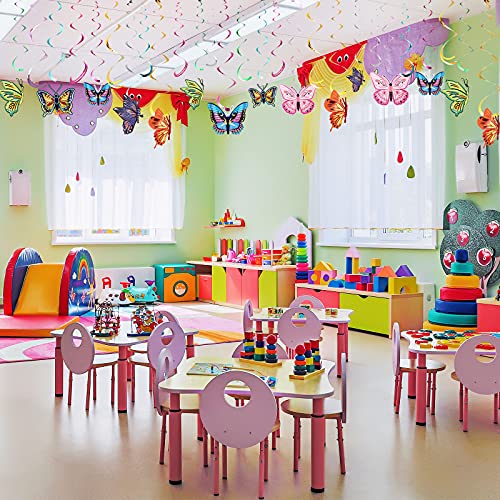 Image of 36 Pcs Butterfly Hanging Swirl Party Decors for Summer Birthday | Larger Paper Streamer Ceiling Party Decor, For Wedding Home Office Garden Classroom Girl Spring Baby Shower Tea Party Easter