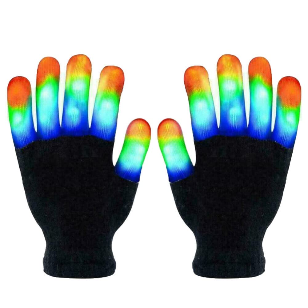 anso 1 Pair LED Gloves Finger Light Up Glow Flashing Creative Magic Props Party Concert (Kids)