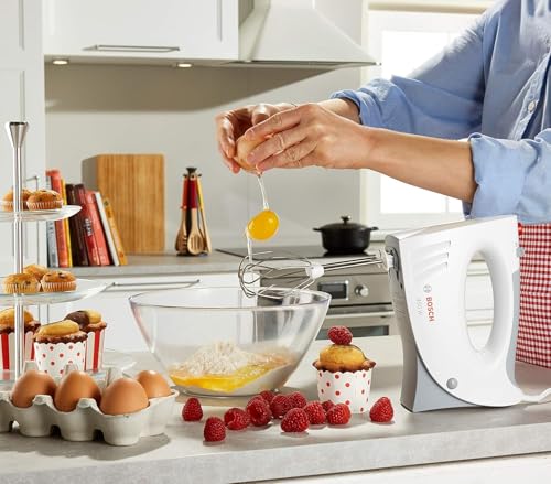Bosch Bosch Handrührer MFQ3530, Handrührgerät, 2 Rührbesen, 2 Edelstahl-Knethaken,spülmaschinengeeignet, 5 Stufen, 450 W, weiß - Designansicht 6 | Mixer