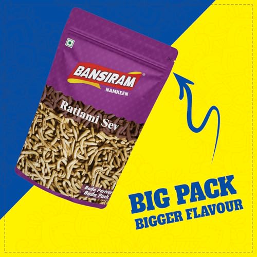 Image of Bansiram Namkeen | Ratlami Sev | Traditional Spicy Authentic Ratlami Snack | Crispy & Flavorful | Ready to Eat | 400g Pack