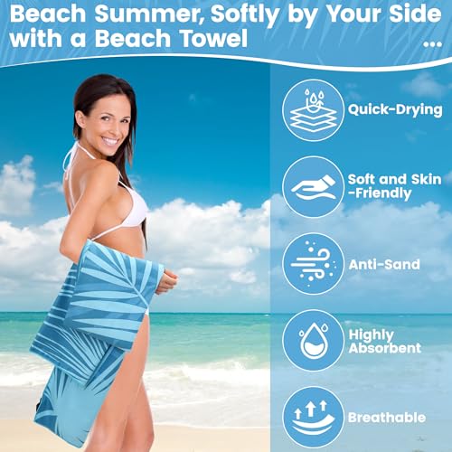 ELAKIRI Mikrofaser Strandtuch XXL 180x90cm - Microfaser Badetuch Groß Leichtdünn Weich… – Ansicht 5