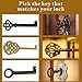 Skeleton Key Set, 10-Keys Universal Skeleton Keys Replacement for Vintage Old Furniture, Antique Furniture, Cabinet Doors, Grandfather Clocks, Old Style Cabinets or Doors