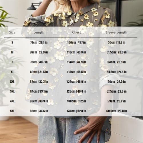 Women's Boho Floral Vintage Printed Lapel Button Shirt Trendy Casual Loose Long Sleeve Cute Vacation Tunic Top3
