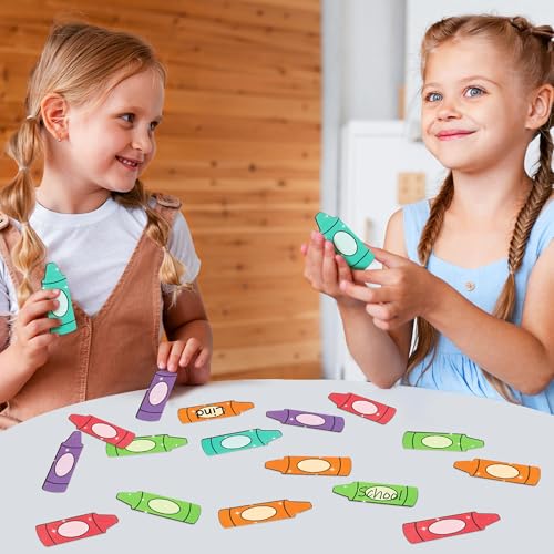 Image of Glitter Crayon Cutouts - 100Pcs Back to School Colorful Crayon Cutouts Bulletin Board DIY Paper Cuts Name Tag for Graduation First Day of School Party Classroom Bulletin Board Wall Decor Supplies