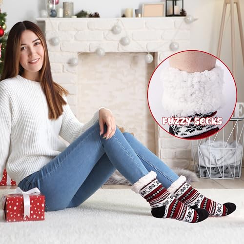 Cozy Slipper Fuzzy Socks - Easter Basket Gifts for Adults, Gifts for Mothers Days, Warm & Non-Slip Winter Cabin Home Socks4