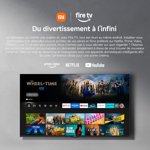 XIAOMI TV F Pro 65, 165 cm (65 Pouces), 4K UHD QLED, Smart TV, Fire TV, Contrôle Vocal Alexa, HDR10+, Mode Game Boost 120Hz, MEMC, 2Go+32Go, Compatible avec AirPlay