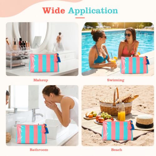 Image of MAYCREATE Striped Makeup Bag Waterproof Coated Cosmetic Pouch