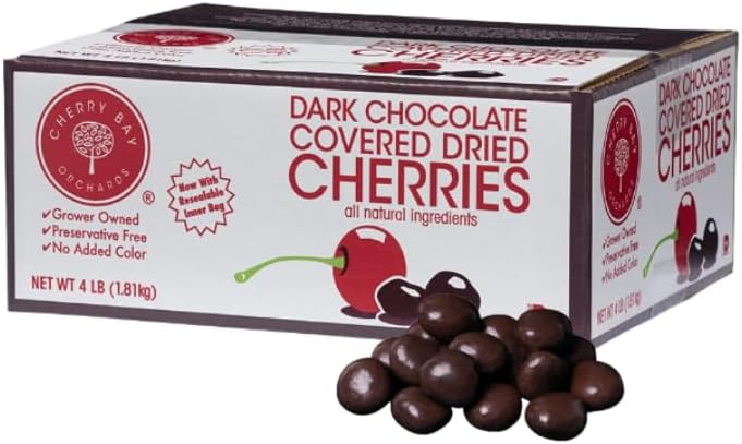 Dark Chocolate Covered Dried Montmorency Cherries 4lb box