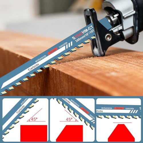 2 Pcs Reciprocating Saw Blades, Concrete Reciprocating Saw Blade,10in Universal Carbide Reciprocating Saw Blade, Universal Cutting Recip Sabre Saw Blade for Cement Composite Wood Panels Bricks - Image 3