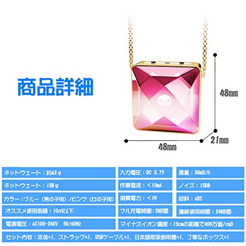 「重力感知スイッチ」 IPO 首掛け空気清浄機 400万個以上/cm3マイナスイオン イオン発生器 大人 妊婦 子供 ホルムアルデヒド除去率96.1％ ベンゼン除去率90.5％ PM2.5除去率99.02％ タバコ 花粉 USB充電 静音