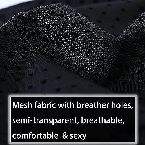 Mens Boxer Briefs Sexy Mesh Breathable Cut Out Pouch Short Leg Trunks Underwear3