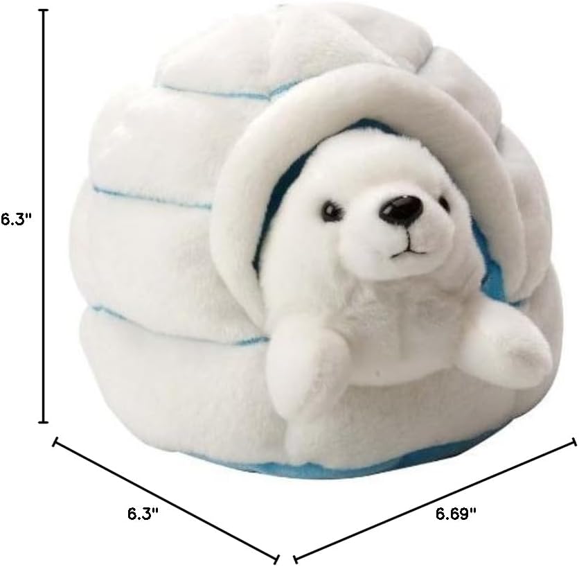 Wild Republic Harp Seal Plush, Stuffed Animal, Plush Toy, Gifts for Kids, W/ Igloo, 6 Inches
