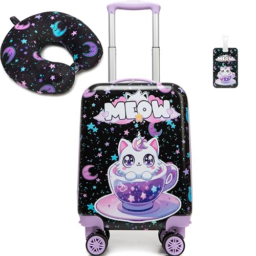 Image of Kid's Luggage Set 2 Piece Suitcase Set 16'' Hardside Luggage with Spinner Wheels Girls Carry on Toddler Luggage Travel Rolling Luggage Airline Approved