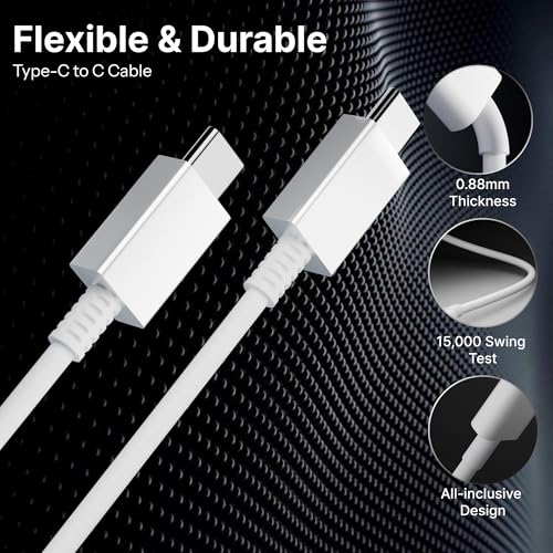 Image of OFUCA 45W USB Type C to C Fast Charging Cable 1M, PD Fast Charge & Data Sync USB-C Cable Compatible with samsung Galaxy S24 /S23 /S22 /S21, Note Series, A & M Series, Tablets & Other Type C Devices (WHITE) by HOMEMO