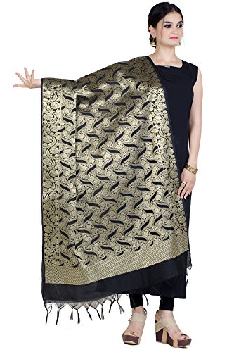 Chandrakala D113 Damen-Schal, handgewebt - Schwarz - Einheitsgröße Cover