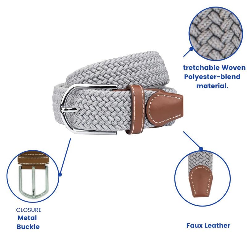Image of The Tie Hub Unisex Stretchable Woven Fabric Belt | Adjustable, Hole-Free Design | Fits Up to 40 Inches Waist