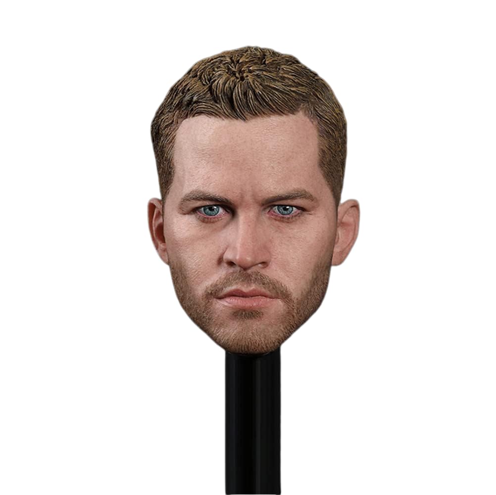 Fremego 1/6 Scale Male Head Sculpt,Paul Walker European Strong Man Head Carved Carving for 12inch Action Figure Body Collectible (B)