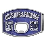 Buckle Rage Adult Mens Lou's Bar & Package Bottle Opener Funny Belt Buckle Blue