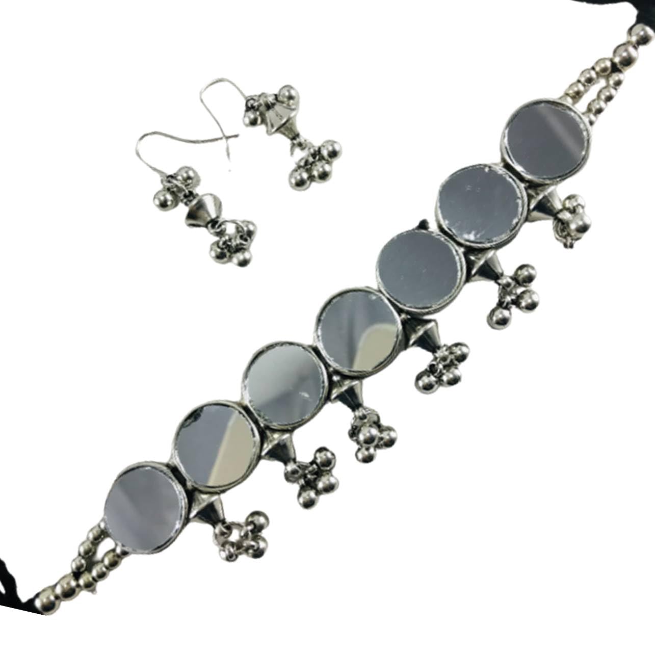 Sattyaki Garba Navratri Jewellery Sets for Women German Silver Mirror Necklace Set Oxidised Afghani Bohemian Necklace for Women & Girls. (B0CHPBPTV6) Amazon Price History, Amazon Price Tracker