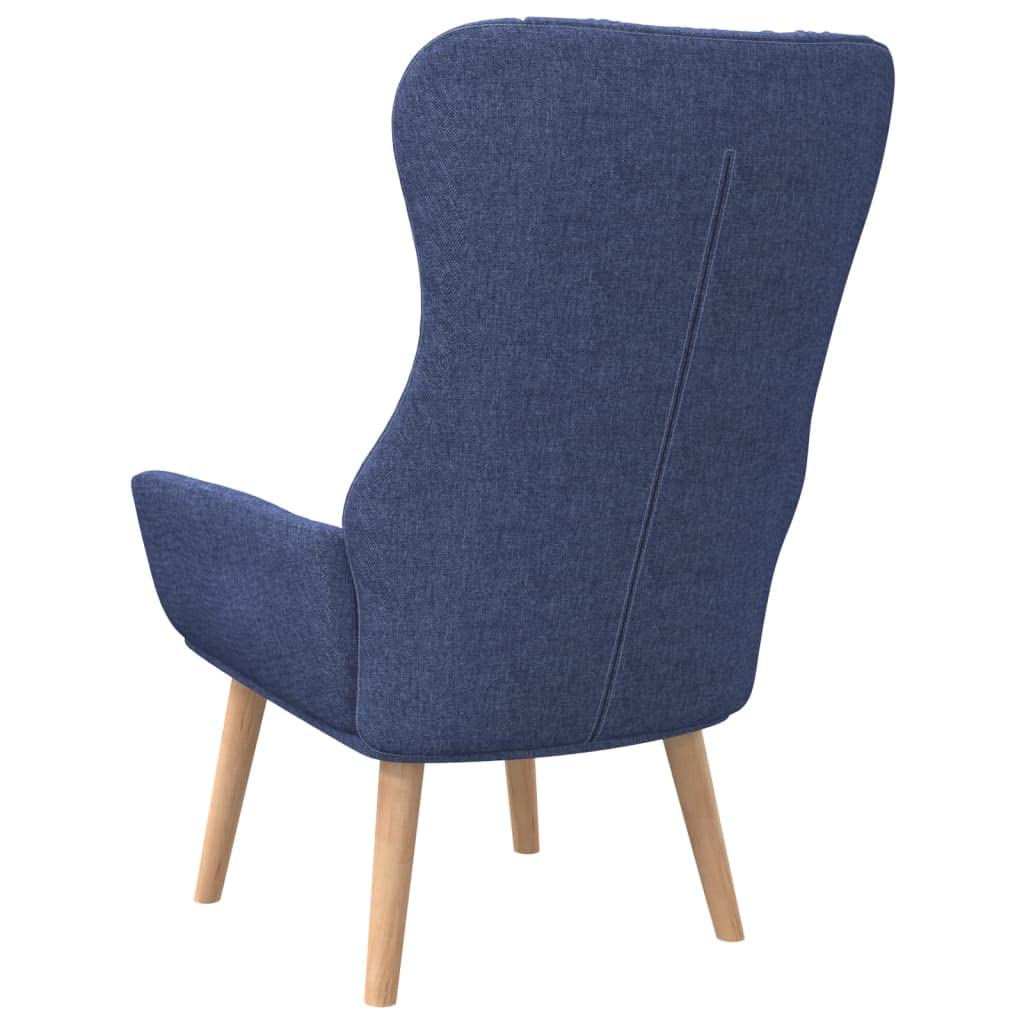 Sedia Relax Blu in Tessuto con Struttura in Metallo e Legno, Imbottita Ergonomica per Salotto, Camera, Ufficio, con Braccioli e Schienale Reclinabile per Riposo e Lettura