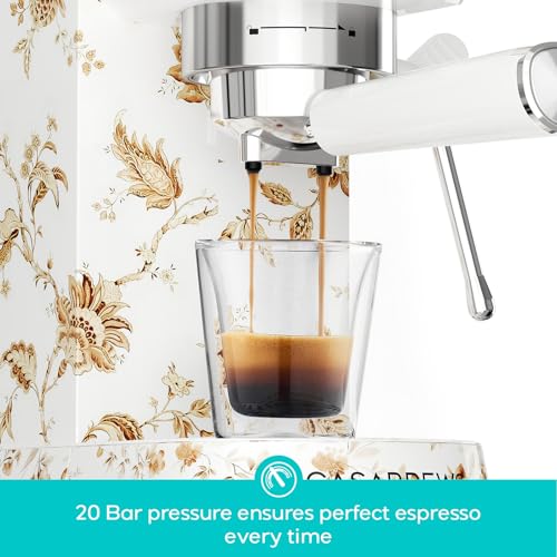 Image of CASABREWS CM5418 20 Bar Espresso Machine, Compact Coffee Maker with Steam Milk Frother, Stainless Steel Coffee Machine with Removable 34oz Water Tank (1L) for