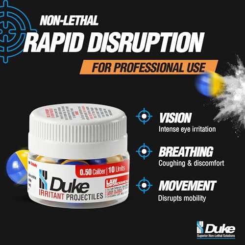 Duke LE CS10 Irritant, 50 Caliber Projectiles, Non Lethal, 10 Pepper Balls | 10% CS (Tear Gas), Professional-Grade for Police and Military Use, .50 Cal Self Defense Pepper Ball Projectiles, Wt: 1.4g by X DUKE - Used condition - Image 2