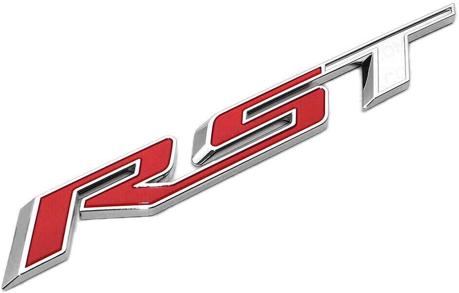 1Pcs RST Tailgate Emblem Badge Letter Inserts Replacement For 2019 2020 2021 Silverado 1500 Tahoe Yukon SUV 4x4 (Chrome Red)