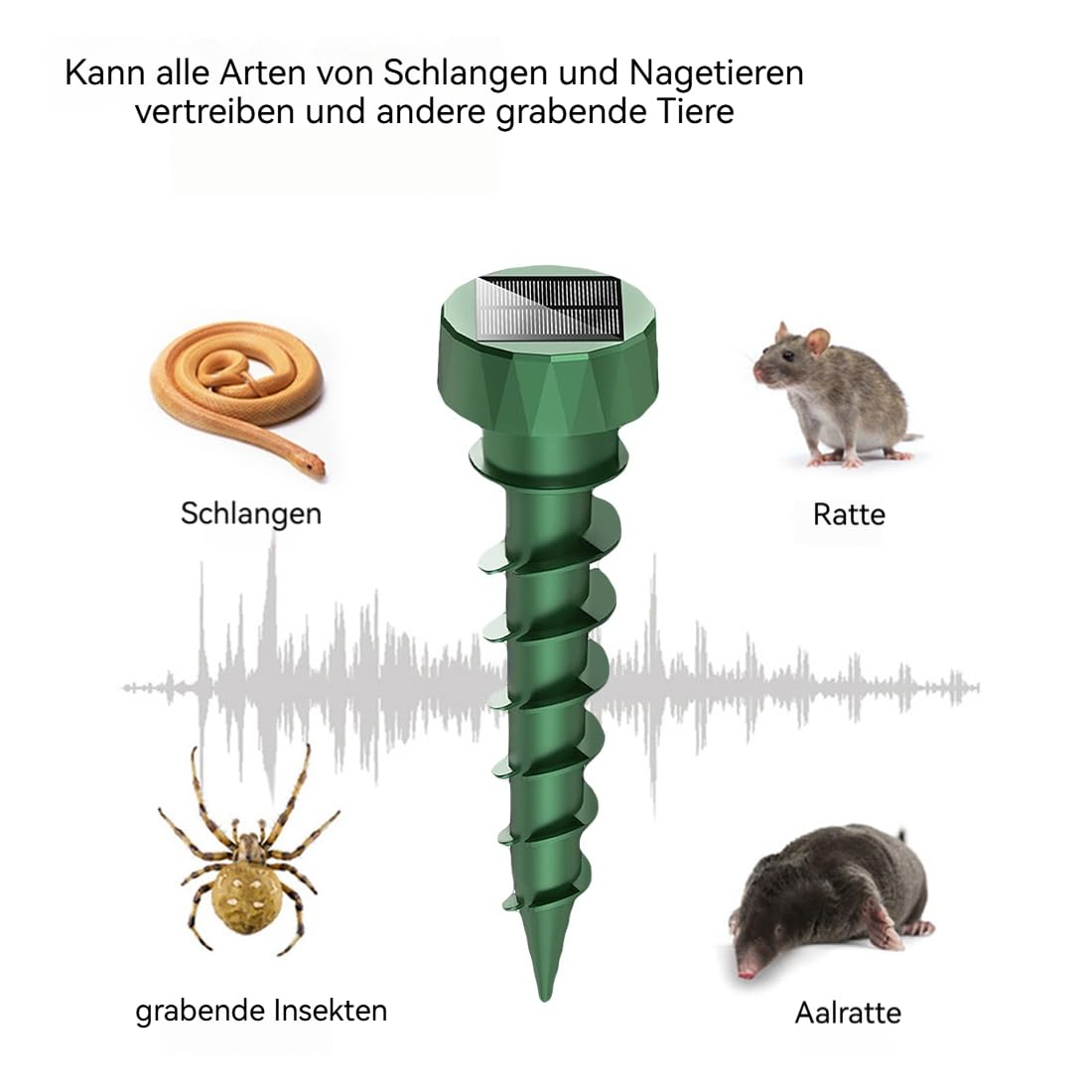 Maulwurfschreck Solar, 2 Stück – Innovatives Spiral-Design, Intelligente Frequenzumwandlung, Tiervertreiber gegen Maulwürfe, Wühlmäuse & Schädlinge im Garten