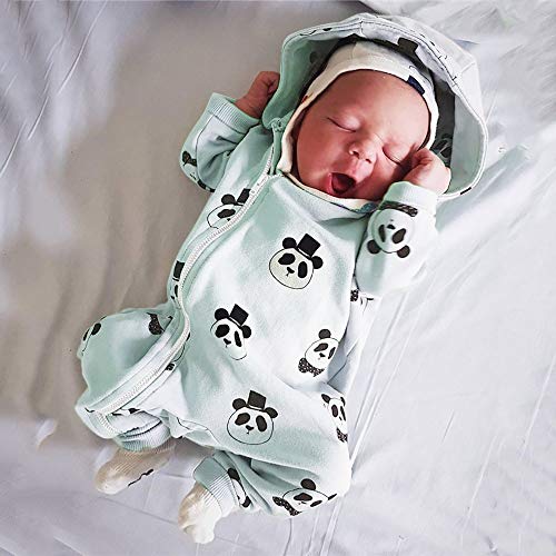 Little Story Baby Clothes,Infant Baby Girl Boy Toddler Hooded Romper Jumpsuit Cartoon Panda Zipper Clothes Green Boys Outfits&Set for Baby Easter Gifts