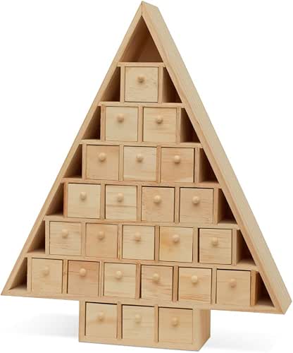 Christmas Tree Wooden Advent Calendar 15 x 13 Inch, Pack