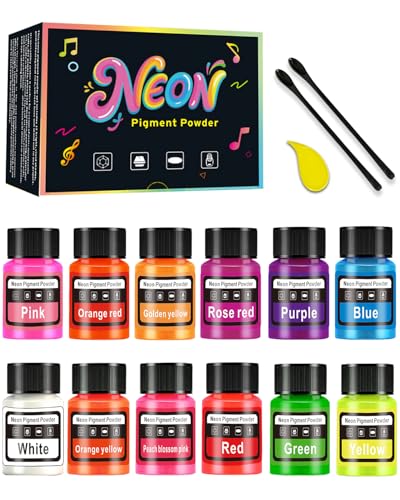Luckymica Polvere di Pigmento Neon – Pigmento fluorescente vibrante per resina epossidica, colorante neon non tossico per nail art, pittura, bombe da bagno, produzione di candele