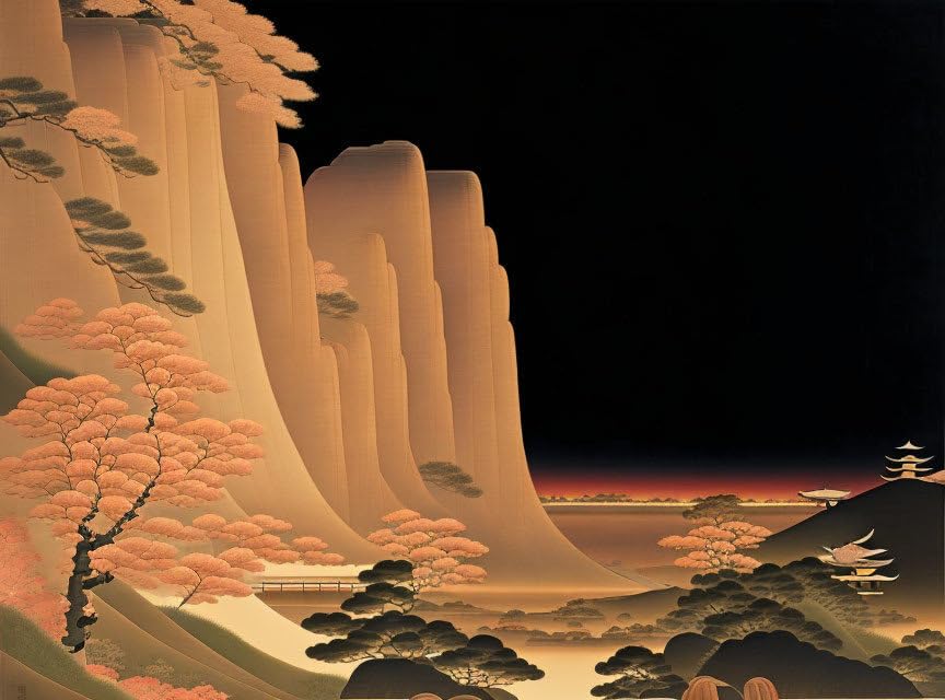 Toile murale Sesshū Tōyō Paysage pour habiller un mur vide avec une œuvre d'art 50x70