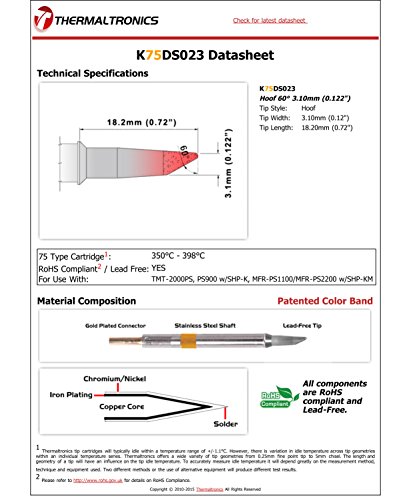 Image of Thermaltronics K75DS023 Hoof 60deg 3.10mm (0.122in)