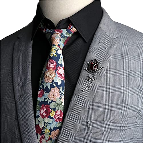 Image of Mantieqingway Men's Cotton Floral Neck Tie 2.56'' Printed Skinny Tie