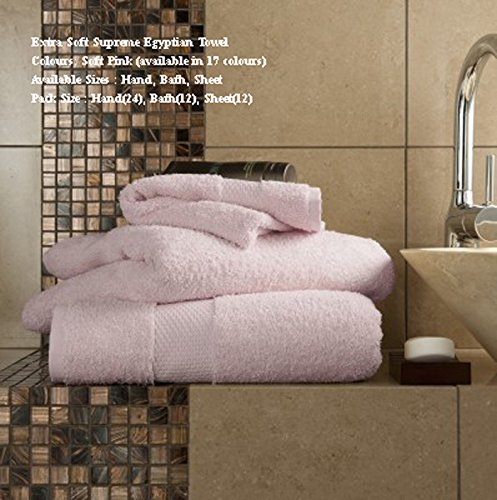 Egyptian Cotton Bath Towel 700gsm Thick Bathroom Super Soft Combed Absorbent 70 x 120 Cm, Soft Pink