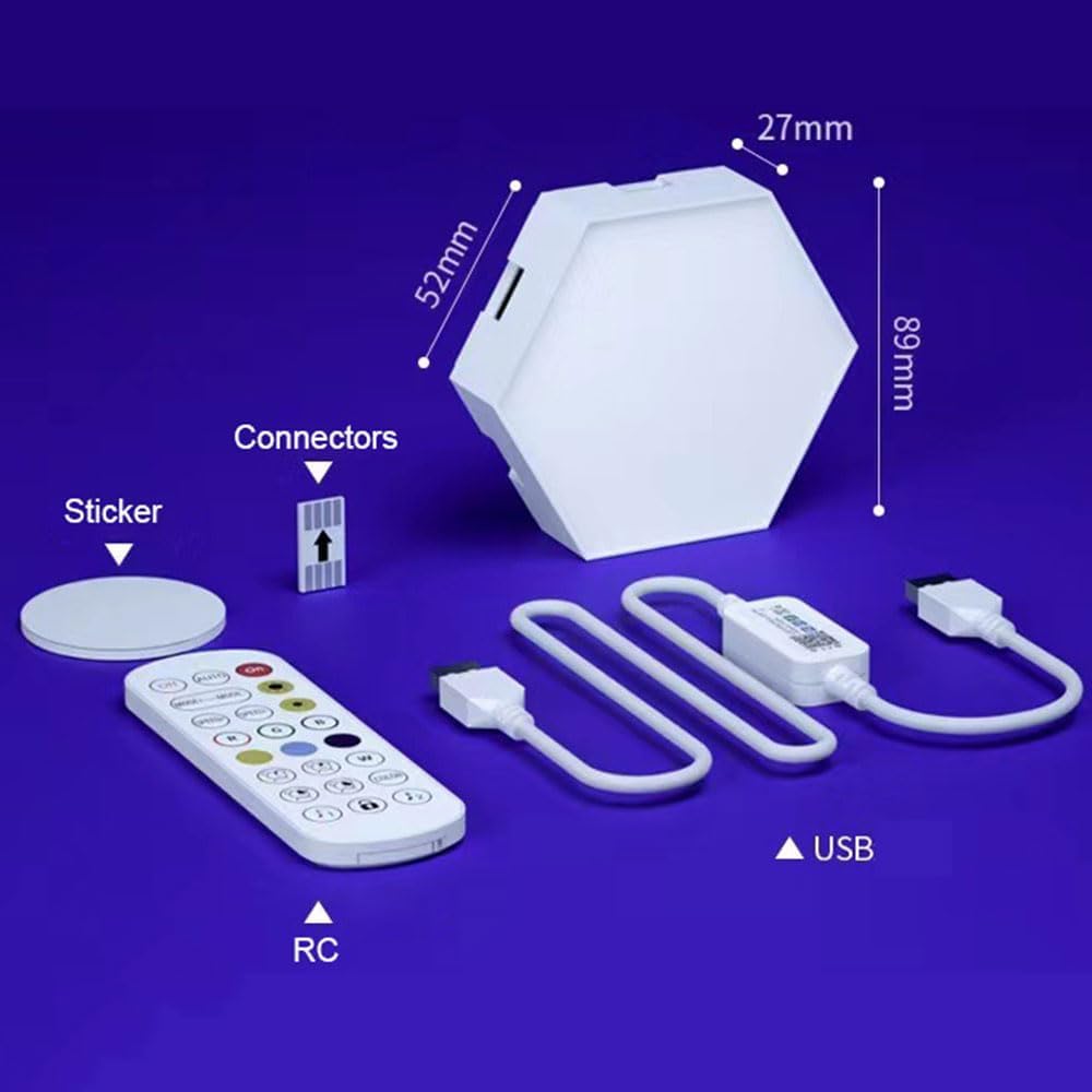 Luci esagonali per videogiochi, pannelli luminosi esagonali a LED per pareti, luci geometriche RGB fai da te per la decorazione della casa, camera da letto, sala giochi, bambini e adulti, confezione d