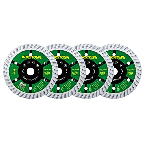 3" Granite Diamond Blade - 4pcs 75mm Concrete Cutting Disc for Marble Masonry Natural Stone Angle Grinder Saw Blade with Arbor 3/8"(10mm)