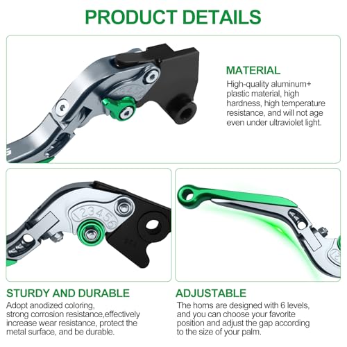Image of for Kawasaki NINJA500 Ninja 500 Z500 Z 500 SE 2024 2025 Motorcycle Clutch Lever Adjustable Handlebars Brake and Clutch Levers Set(Green)