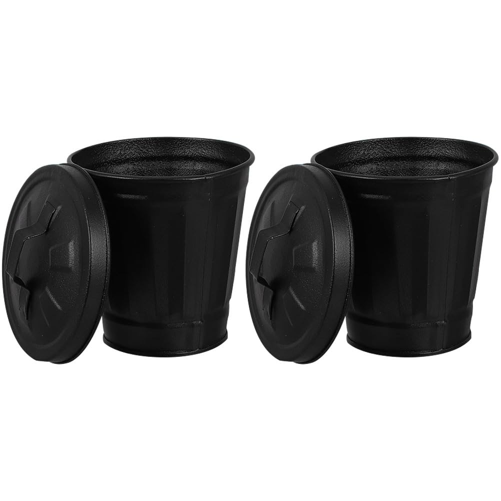Toddmomy Small Trash can Indoor Planters Mini Metal Trash Can with Lid Small Waste Basket Vintage Farmhouse Flower Bucket Utility Pail for Kitchen Countertop 2pcs Outdoor Pots-image-32