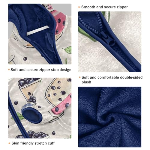 Bubble Tea Drinks Girls Fleece Jacket Girls Fall Jacket Girls Zip Up Hoodie Girls Sherpa Jacket 2-10T3