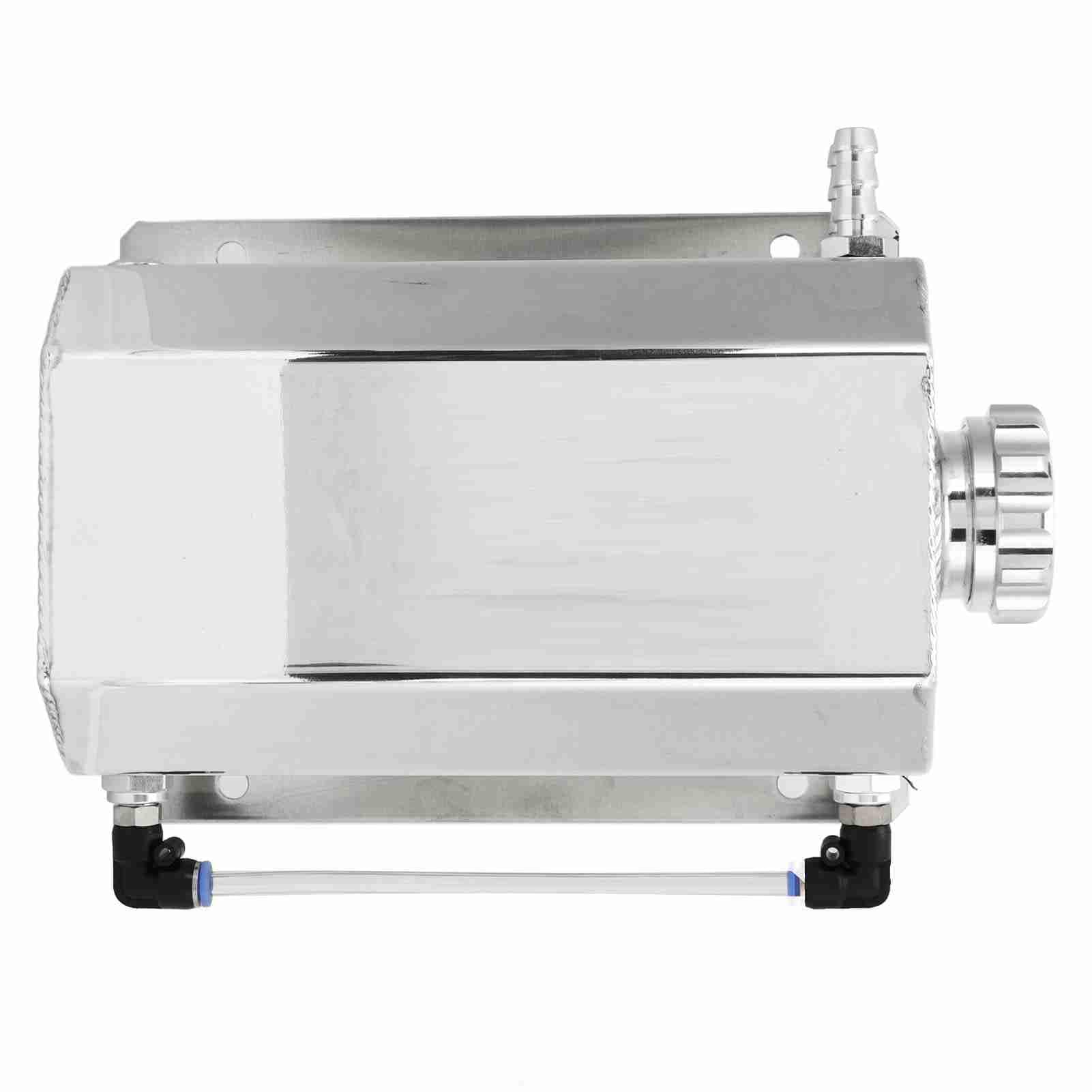 Serbatoio di troppopieno del liquido refrigerante in lega di alluminio, capacità 2 litri, serbatoio universale per radiatore (Argento)