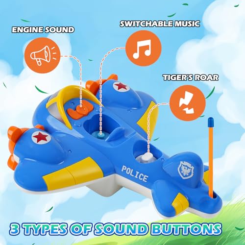 Image of Remote Control Airplane Toy for Toddlers, RC Cartoon Plane with Rotating Propellers, Music, Lights, Easy RC Toy Birthday Gift for Kids Boys 18+ Months, 2 3 4 5 Year Old