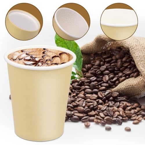 MASPHY 100 Stück Khaki Pappbecher, 240ml/8 oz Kaffeebecher Pappe Einweg – Ansicht 3
