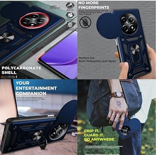 Image of SPAZY CASE Oppo F29 Pro 5G Back Cover | Heavy Duty Hybrid Case with 360 Degree Rotating Finger Ring Holder + Slider Shutter Camera Protection Case for Oppo F29 Pro 5G - Blue