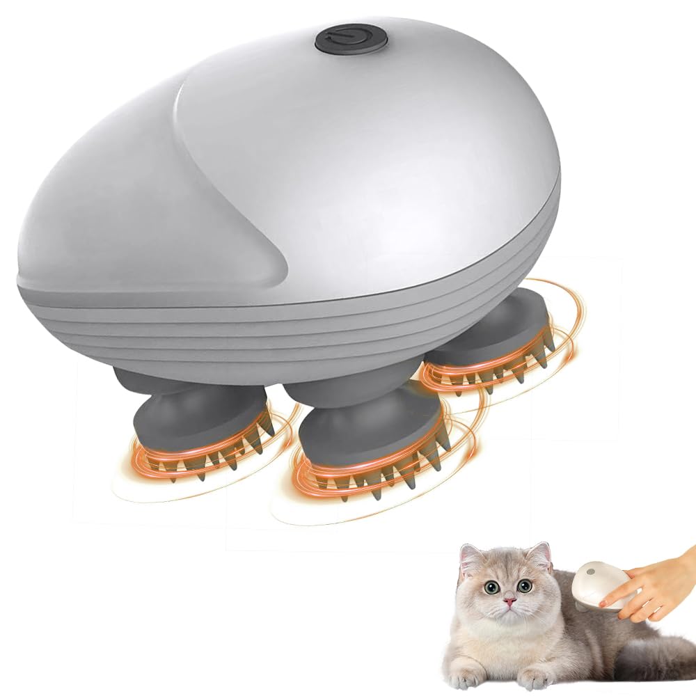 HIULLEN Masajeador De Cabeza EléCtrico,Masajeador de Cuero Cabelludo y Cuerpo Portátil,Recargable Impermeable IPX7 Masajeador Manos InaláMbrico Con 4 Cabezales Amasado Cabezales Masaje Silicona 3 Modo