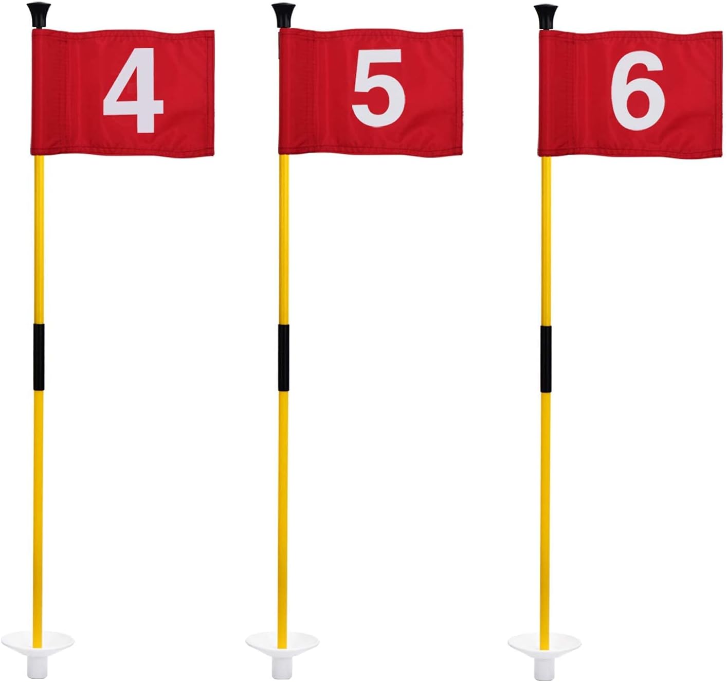 KINGTOP Golf Flagsticks Mini, Putting Green Flag for Yard, All 3 Feet, Golf Flagstick Set, Fiberglass Portable 2-Section Design, Numbered# 4-6