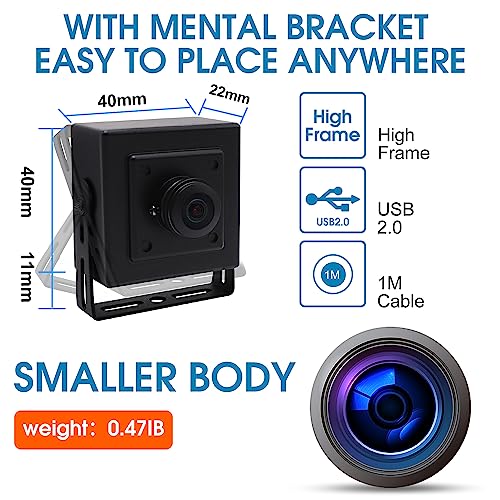 Magnolia USB-Kamera 1080P Weitwinkel mit Metallgehäuse, High fps 2MP Webcam mit 180 Grad Fischaugenobjektiv für Computer/Kiosk/Fahrrekorder/Sicherheitsüberwachungskamera. – Bild 5